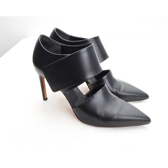 VINCE Two-Piece Leather Ankle Wrap Pointy Toe 'Capri' Pump in Black 10 - Picture 4 of 10